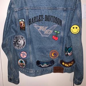 Harley Davidson denim patched jacket - vintage!
